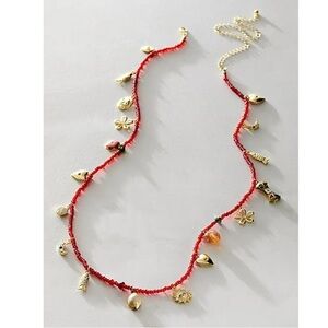 Free People Marson Belly Chain Red NWT Charm Necklace Bohemian Layering Charms